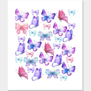 Light Coloured Butterfly Pattern Posters and Art